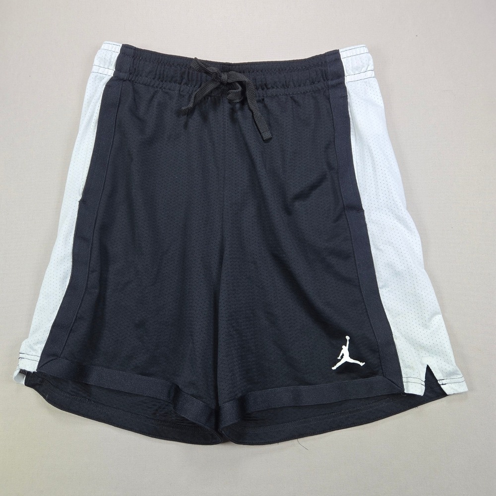 Jordan Basketball Shorts Dri-FIT Mesh Colorblock Black White Boys XL 18-20